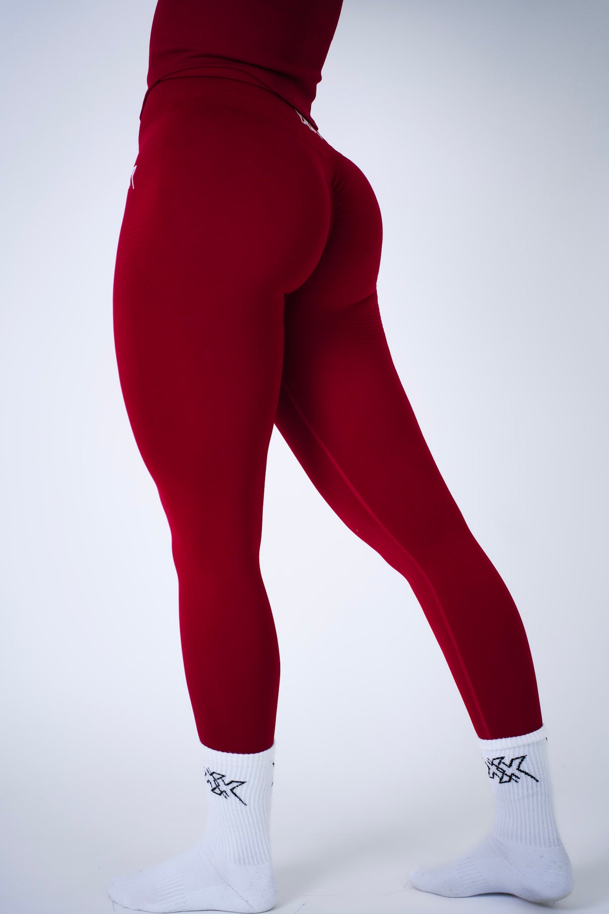High Waist Leggings in Wine Red, sportlegging dames, productfoto 2