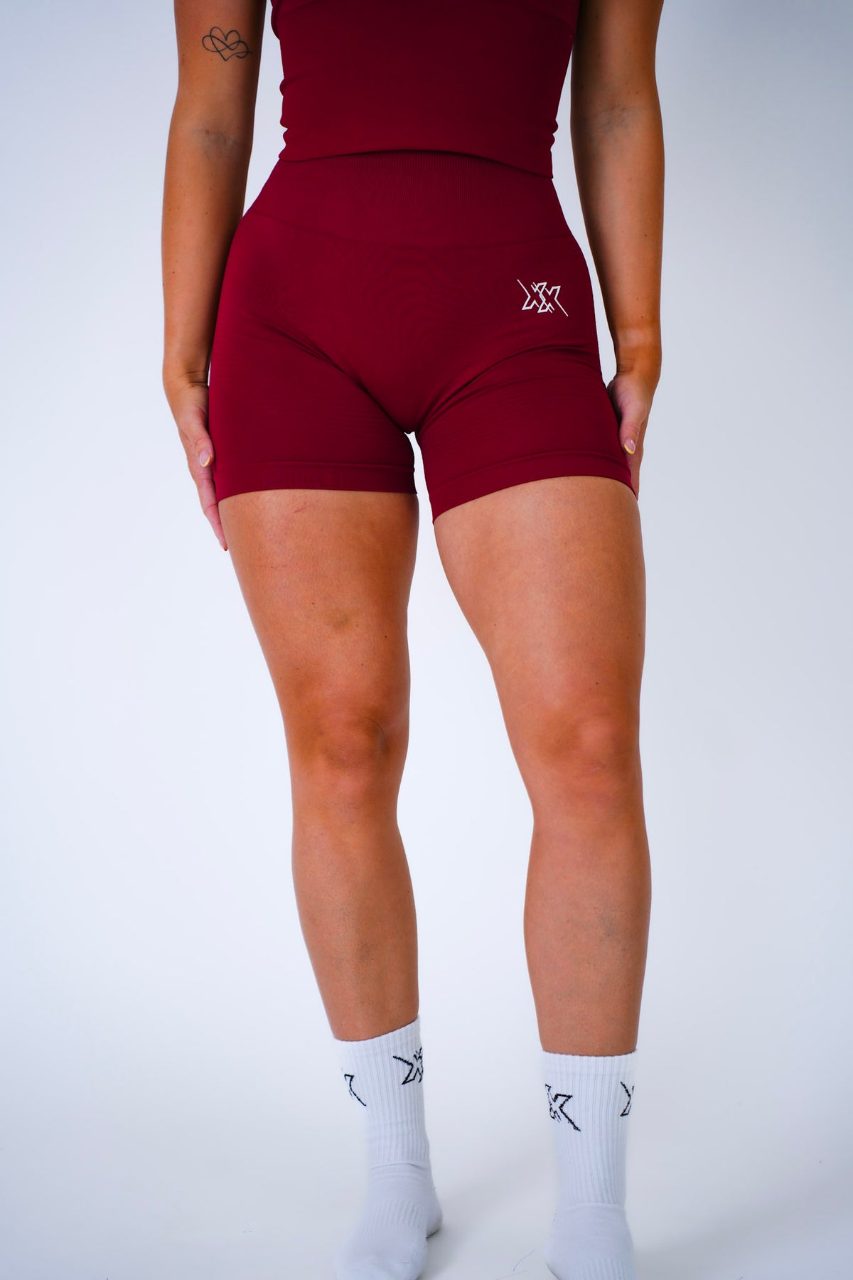 High Waist Shorts in Wine Red, sportshort dames