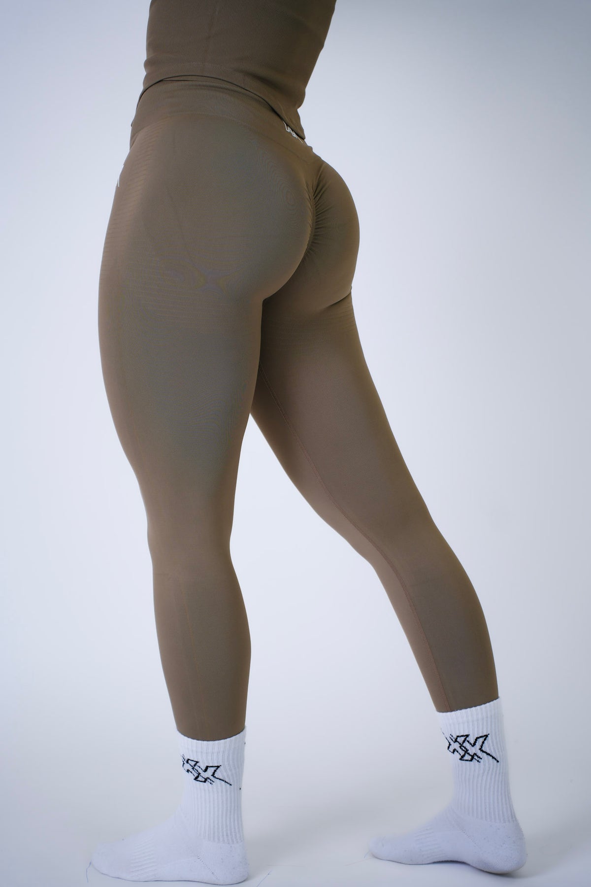 High Waist Leggings in Beige, sportlegging dames, productfoto 2
