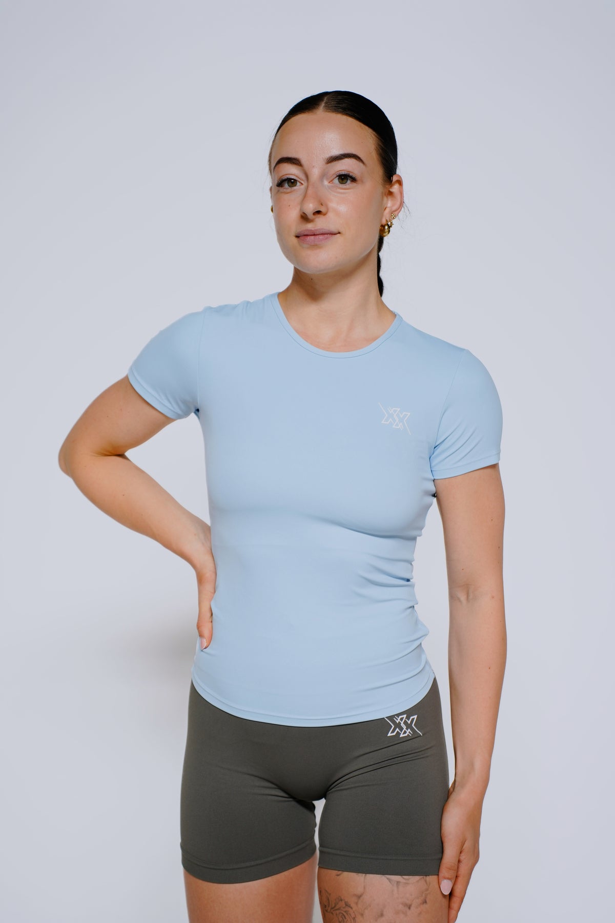 Fitted Shortsleeve in Blue, sporttop dames