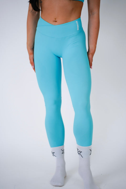 Cross Waist Legging in Mint Blue, sportlegging dames, productfoto 2