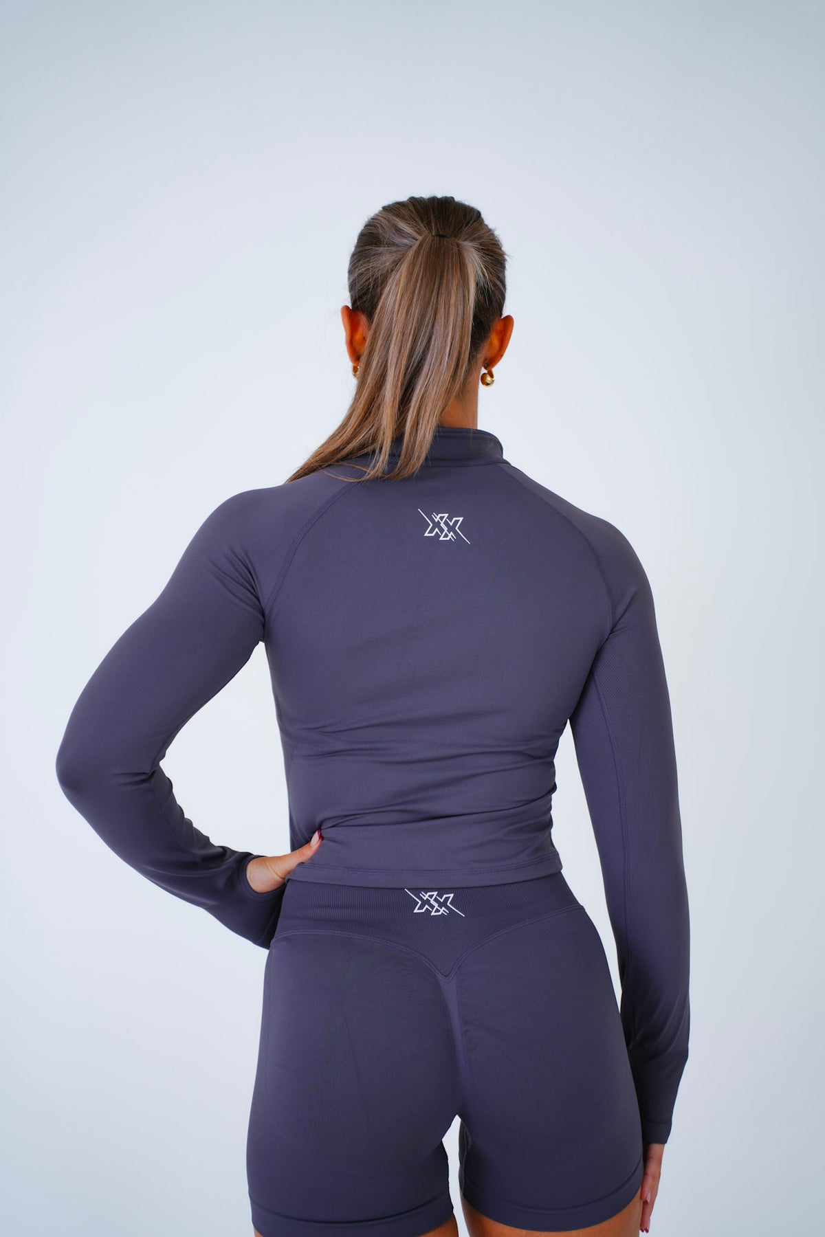 Quarter Zip Top in Mauve Purple, sportvest dames, productfoto 2