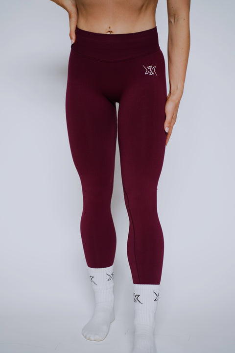 Legging in Deep Red, sportlegging dames, productfoto 2
