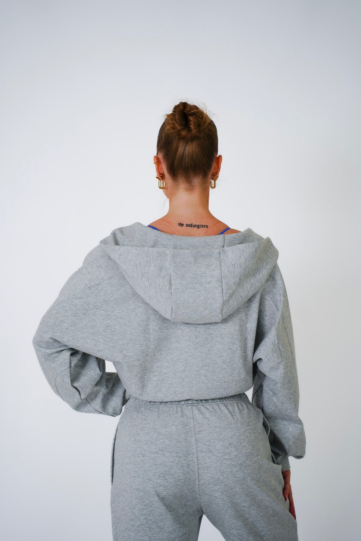 Zip Hoodie in Cloud Grey, sportvest dames, productfoto 2