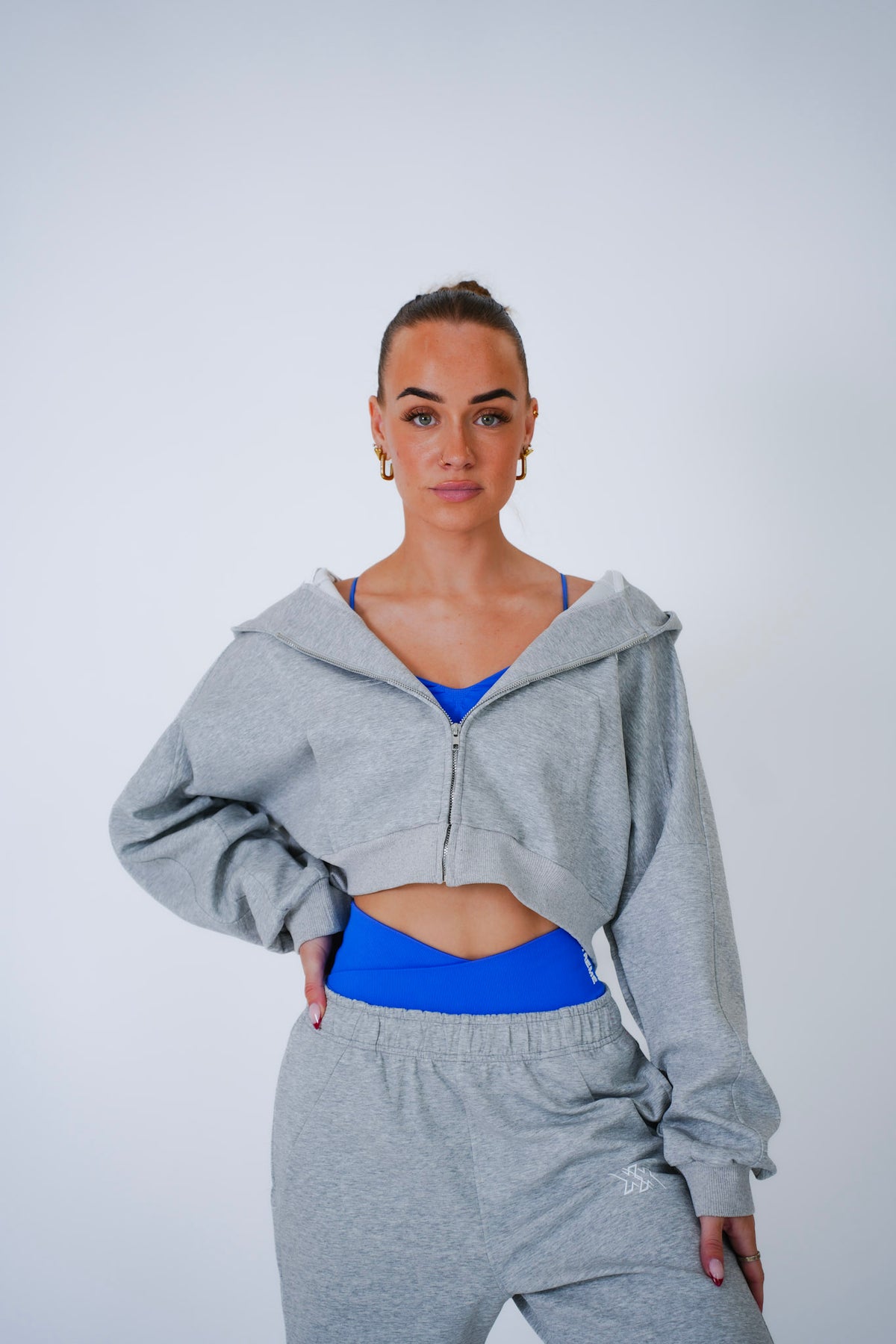 Zip Hoodie in Cloud Grey, sportvest dames