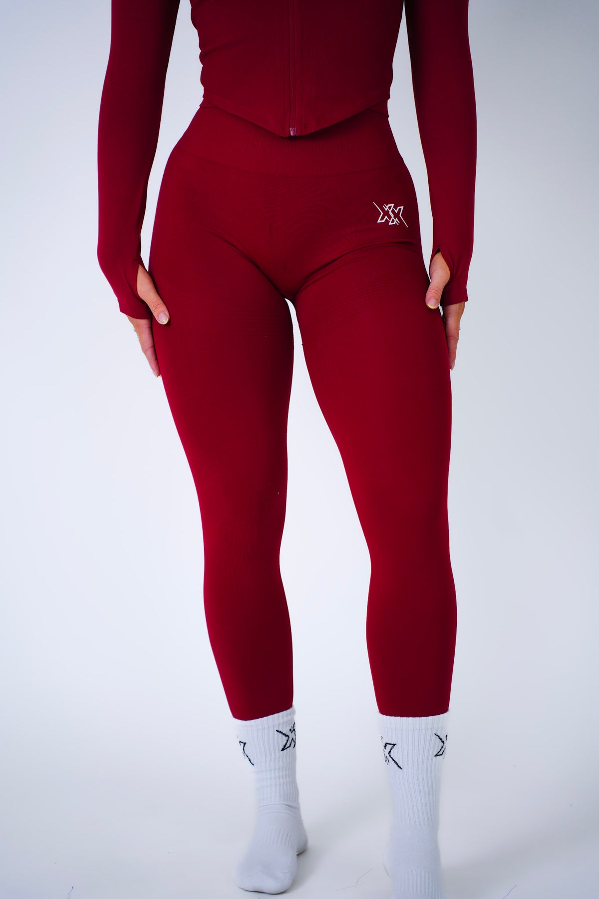 High Waist Leggings in Wine Red, sportlegging dames