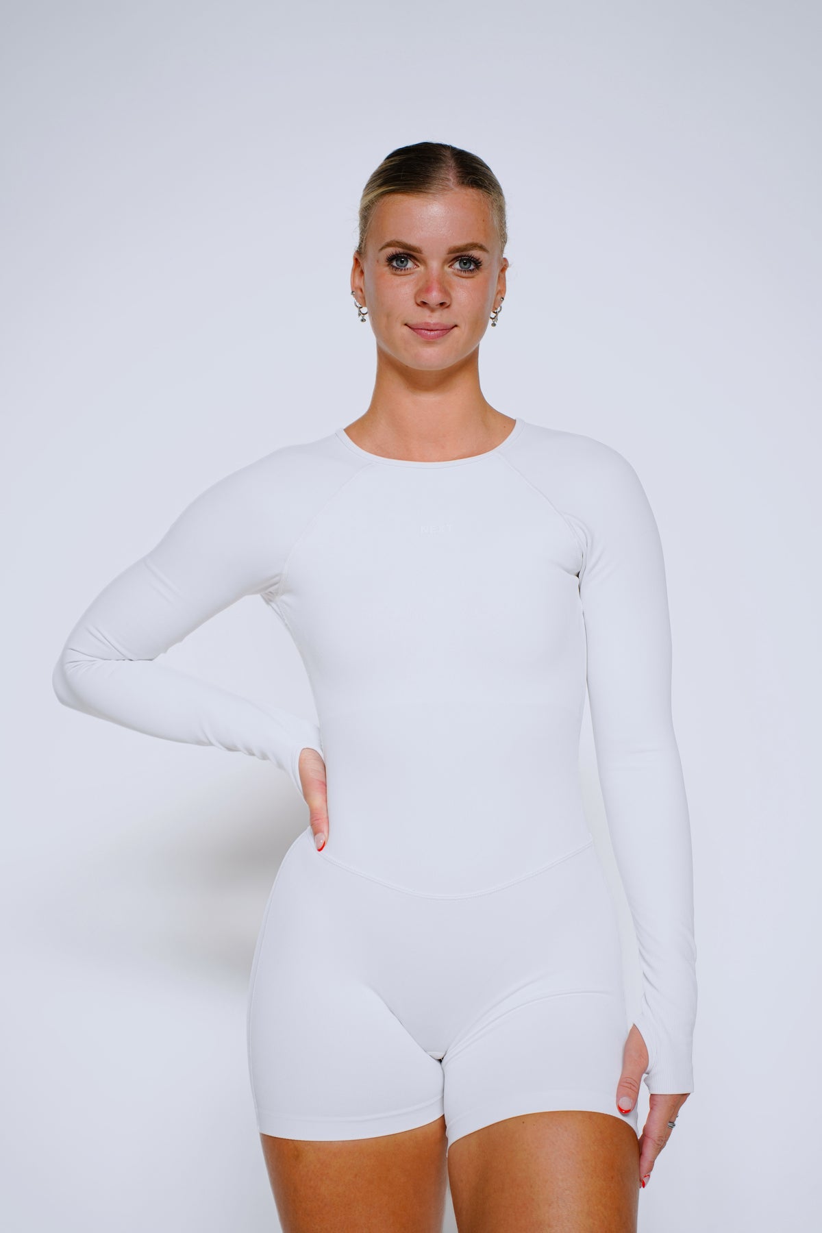 Long Sleeve One Piece in Ivory White, one piece sportpak dames, productfoto 2