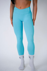 Cross Waist Legging in Mint Blue, sportlegging dames, productfoto 2