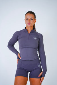 Quarter Zip Top in Mauve Purple, sportvest dames