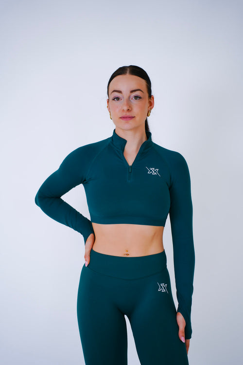 Crop Zipper – Deep Green
