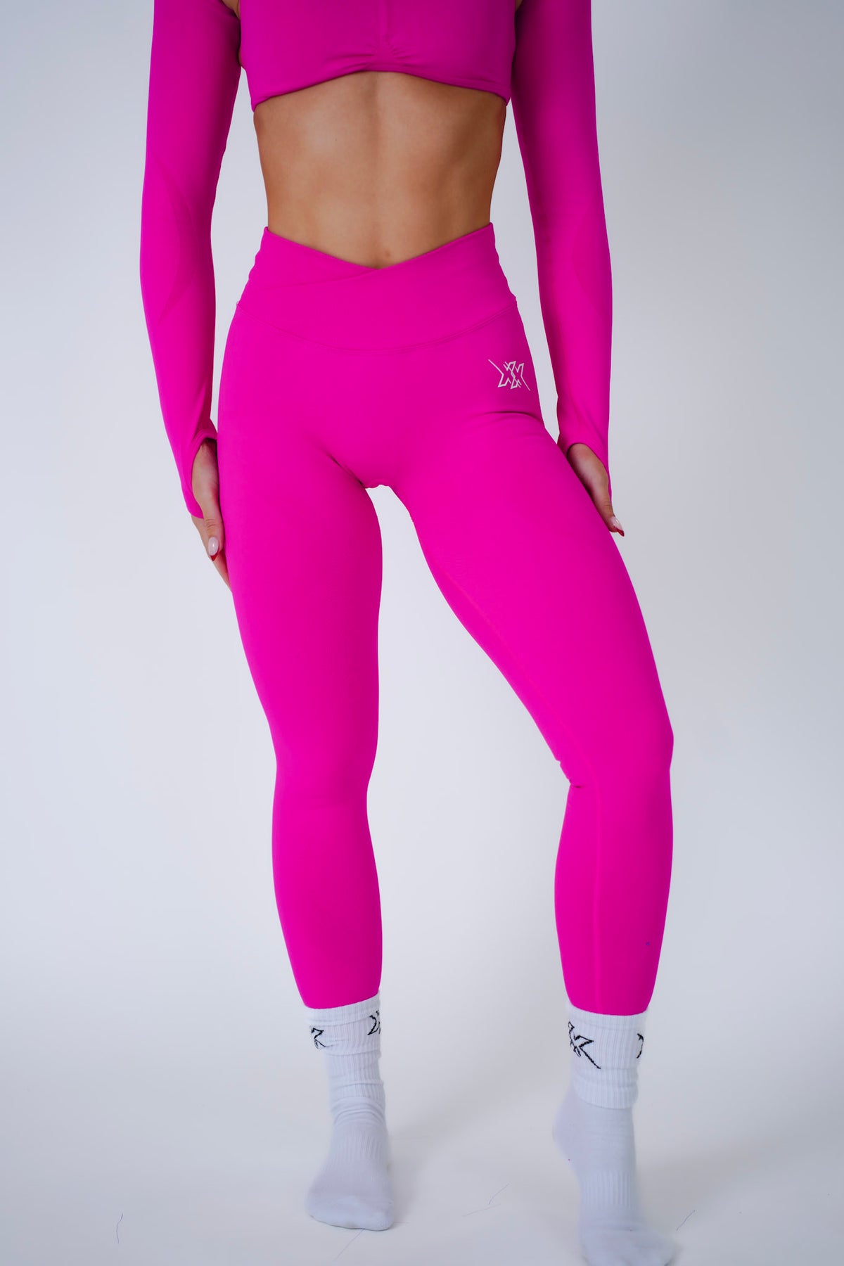 Cross Waist Legging in Electric Pink, sportlegging dames