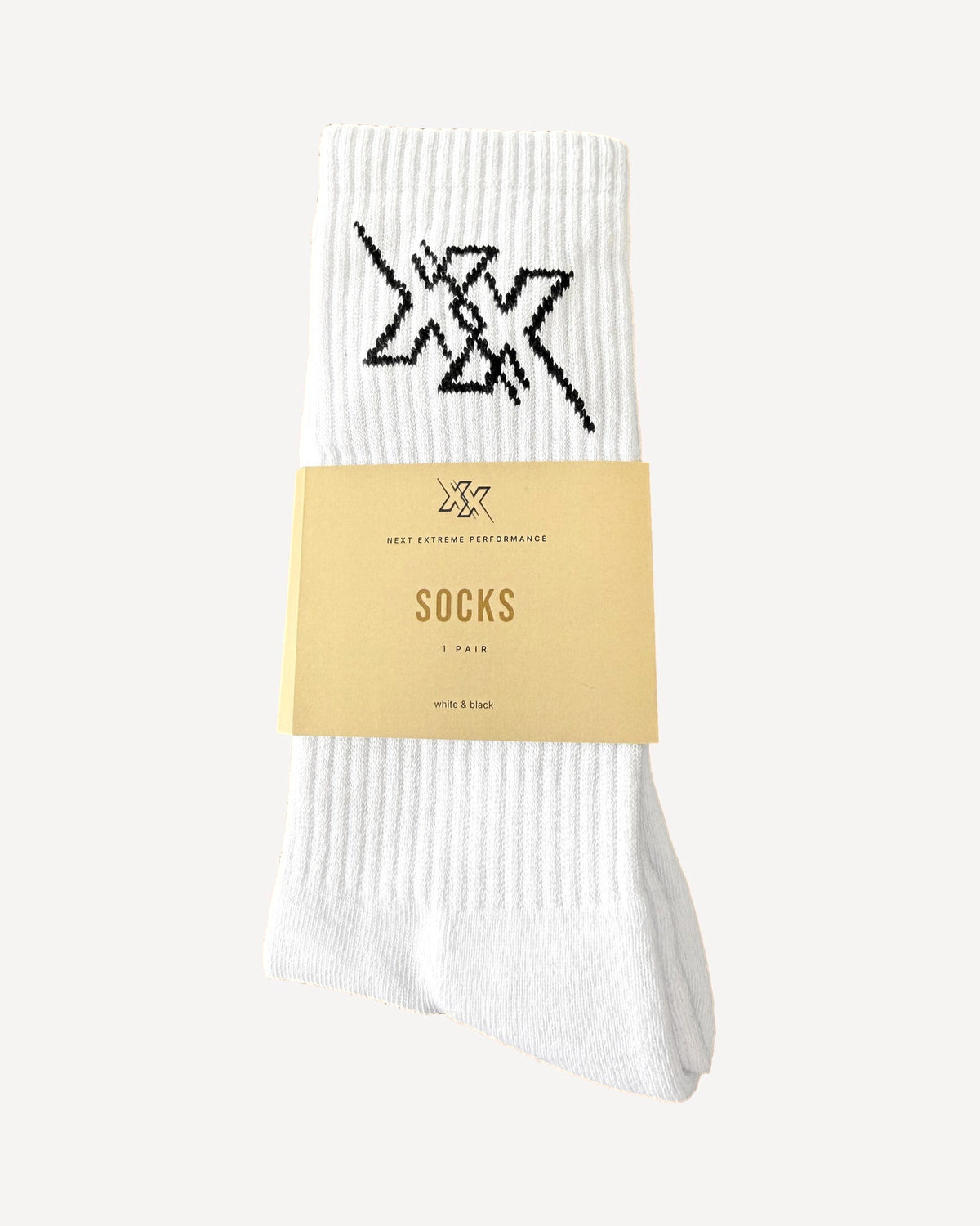 XX Essential Socks, wit met XX-logo, verpakt met kraft label, 1 paar